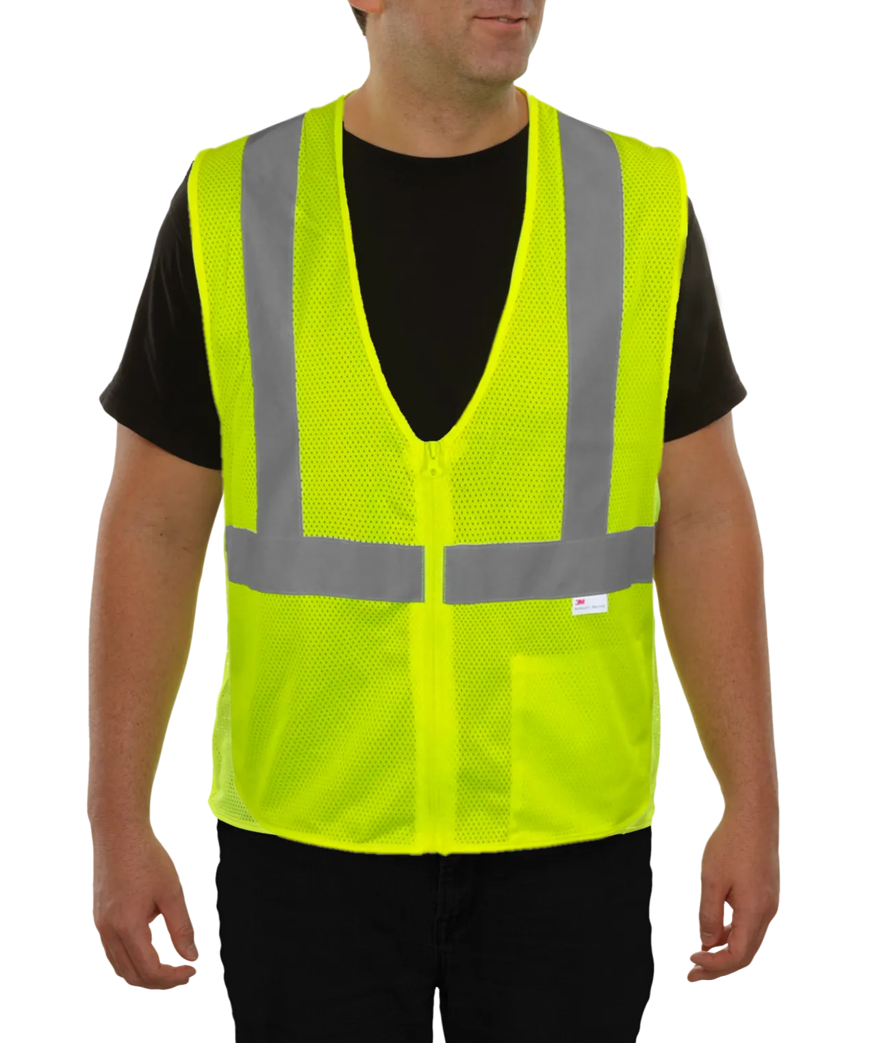 581ETLM Economy Safety Vest: Hi-Vis Vest: Zippered Mesh: ANSI 2