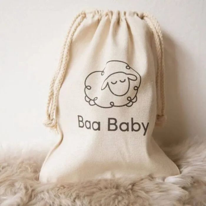 Baa Baby Sheepskin Puddy Mittens on String (Sand)