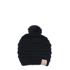 Baby-847 Black Beanie with Pom