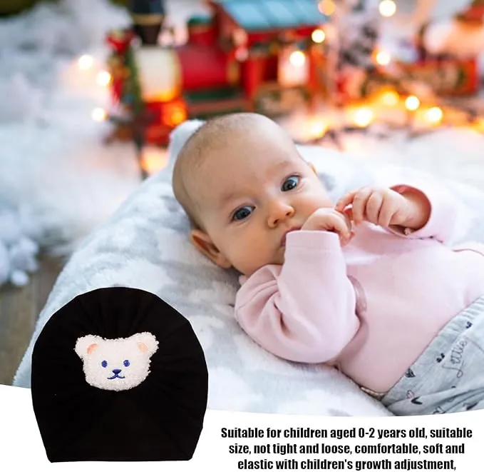 Babymoon Beanie Bear Turban Knot Boy’s Girl’s Kids New Born Baby Cap Hat Headwear 0-2 Y | Black