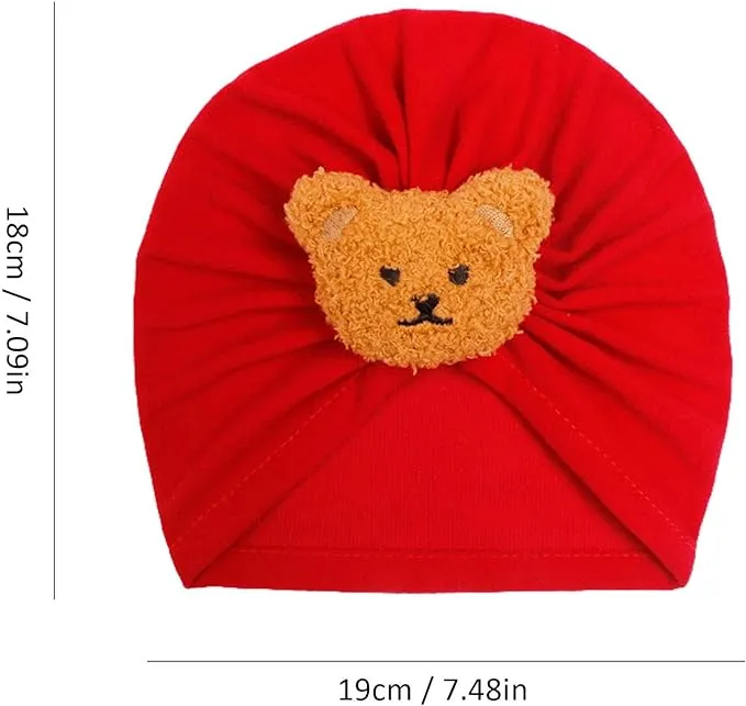 Babymoon Beanie Bear Turban Knot Boy’s Girl’s Kids New Born Baby Cap Hat Headwear 0-2 Y | Red