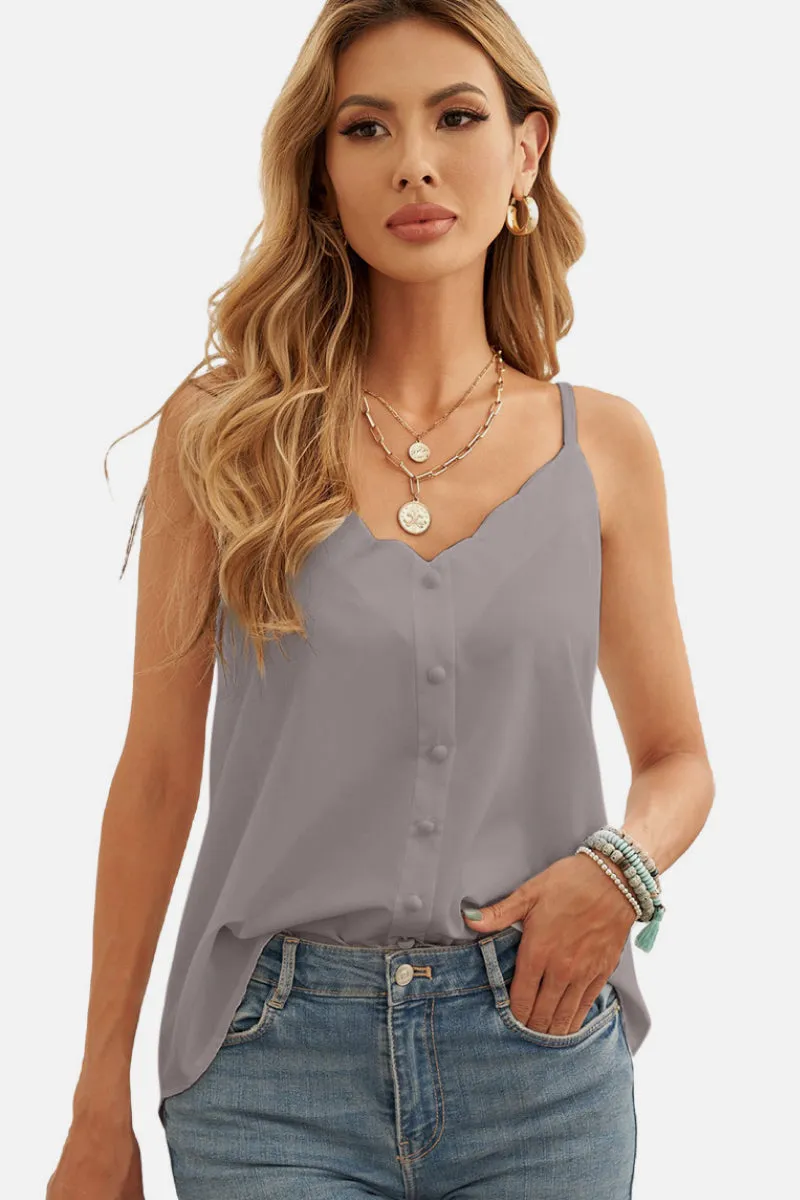 Buttoned V Neck Vest