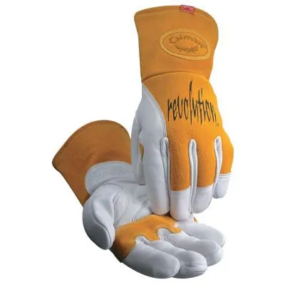 Caiman MIG/Multi-Task Welding Gloves, Cow Grain Leather/Pigskin, Large, White/Tan, 1810-L