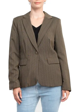 Danillo Notched Collar One Button Long Sleeve Solid Gabardine Blazer