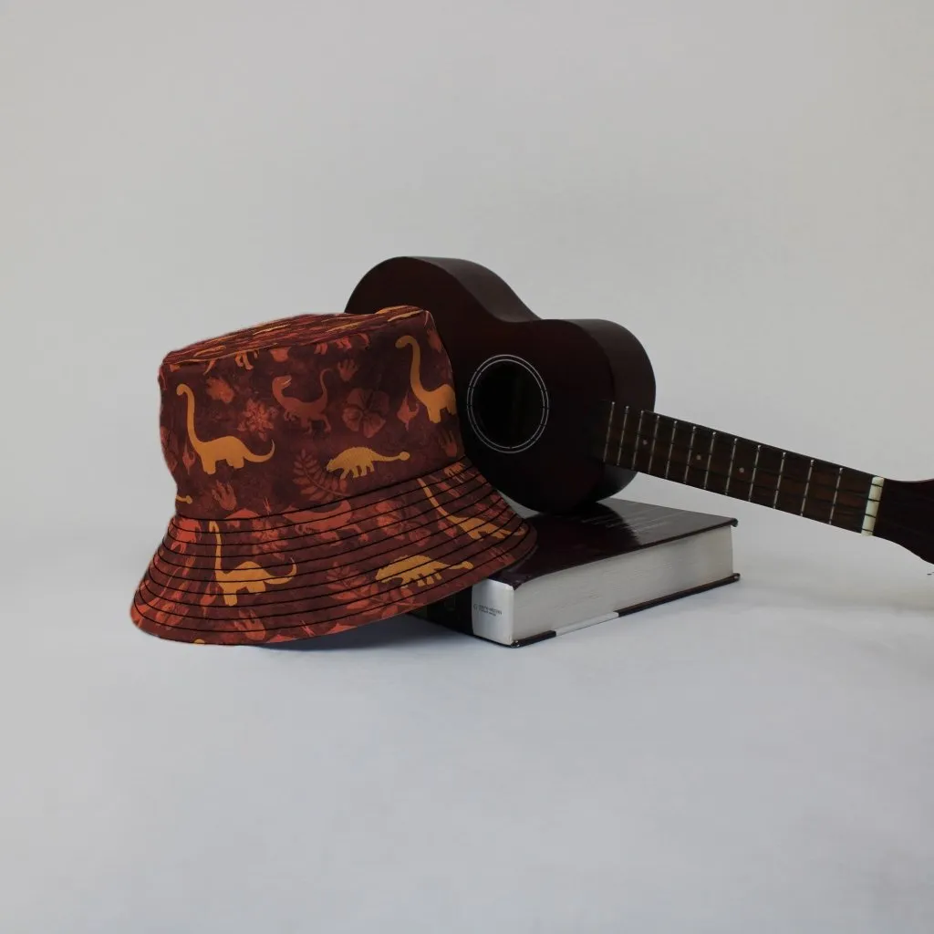 Dinosaur Tropical Fall Sunset Bucket Hat