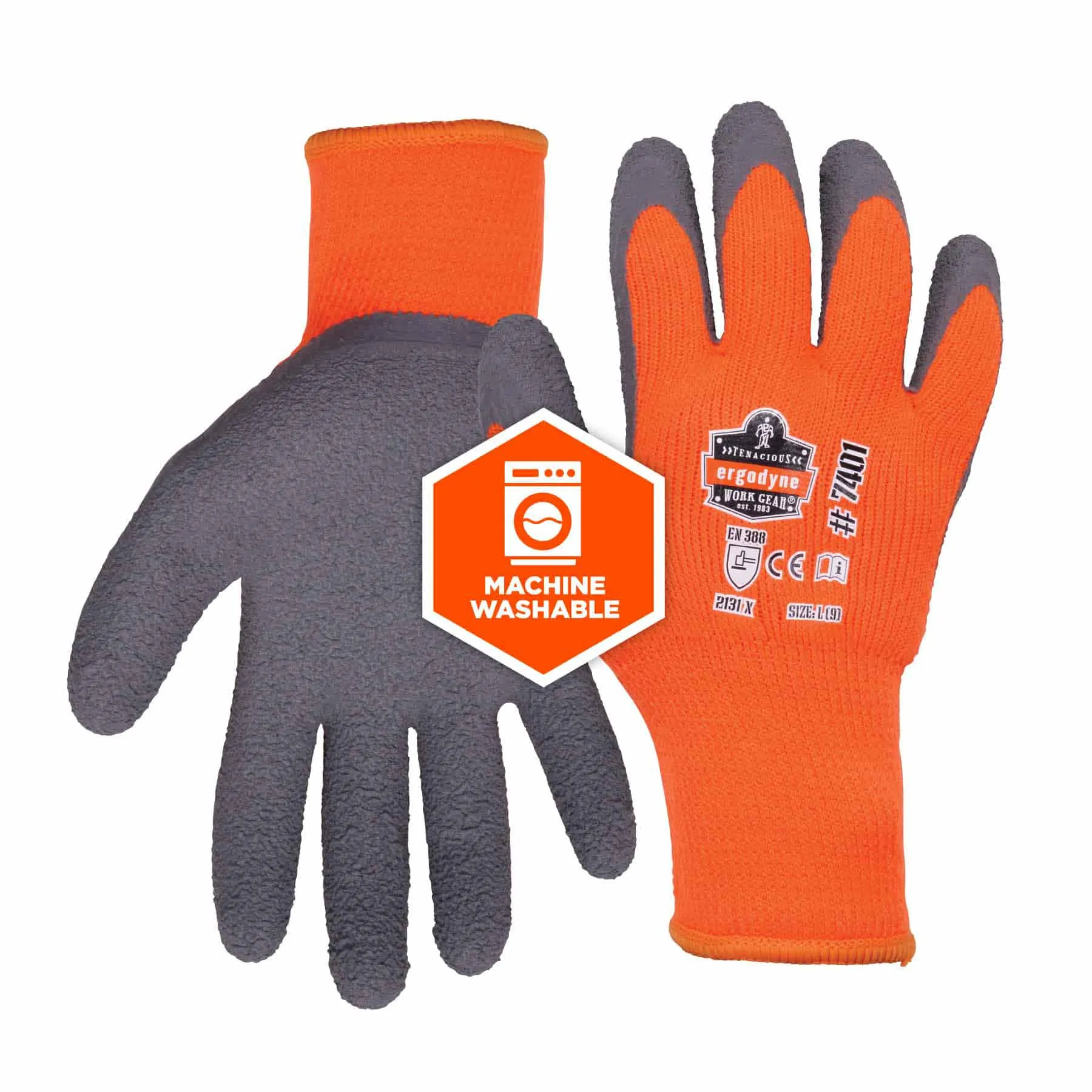 Ergodyne 17895 7401-CASE XL Orange Coated Lightweight Winter Gloves 144-Pair