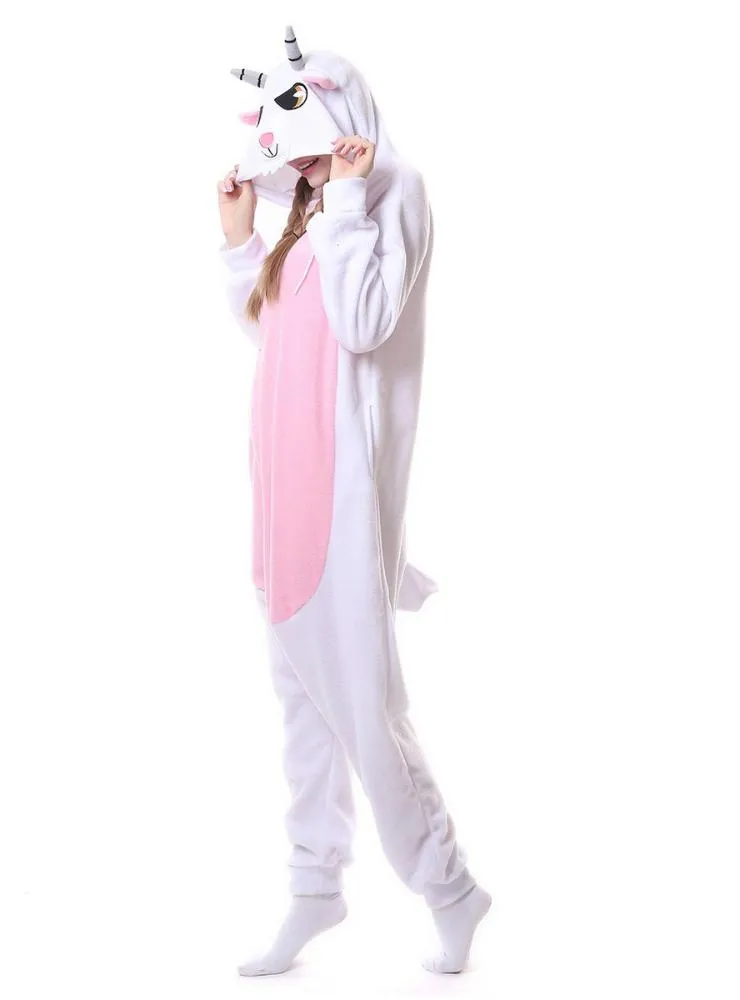 FLANNEL WHITE PINK GOAT PAJAMA ANIMAL SLEEPWEAR