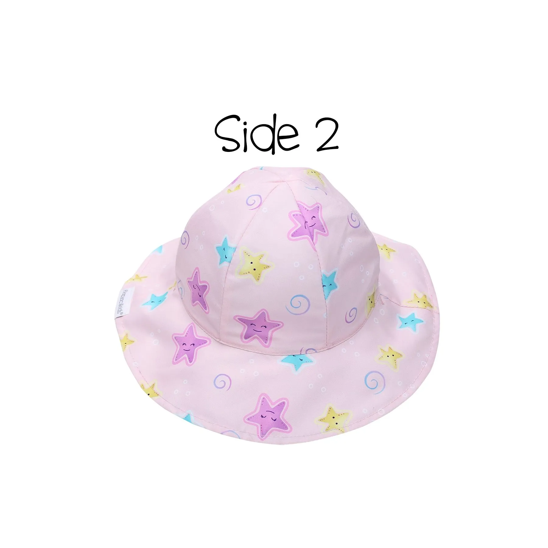 FlapJack Kids Reversible Patterned Sun Hat - Narwhal/Starfish