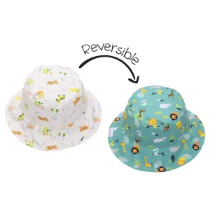 Flapjack Kids UPF50  Patterned Sun Hat - Grey Zoo