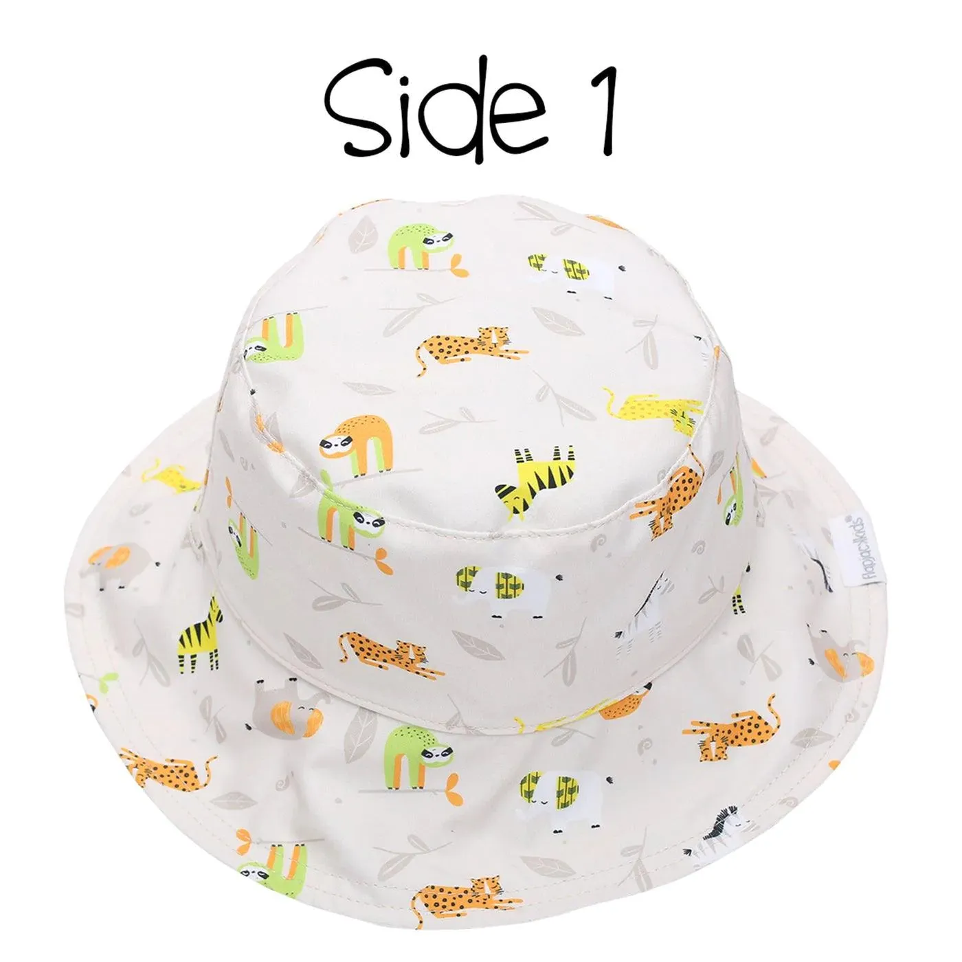 Flapjack Kids UPF50  Patterned Sun Hat - Grey Zoo