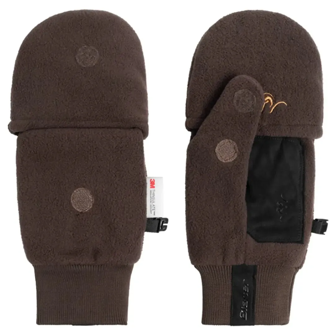 Fleece Flip Back Mittens - Dark Brown by Blaser