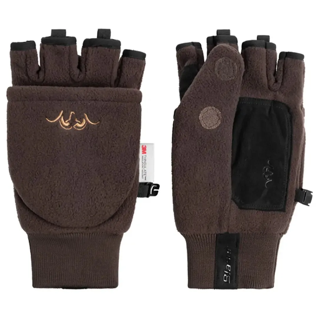 Fleece Flip Back Mittens - Dark Brown by Blaser