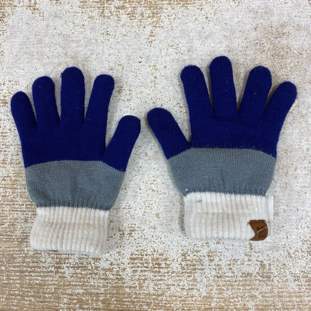 Fleece lined Gloves : Navy White Grey -children-5/6Y