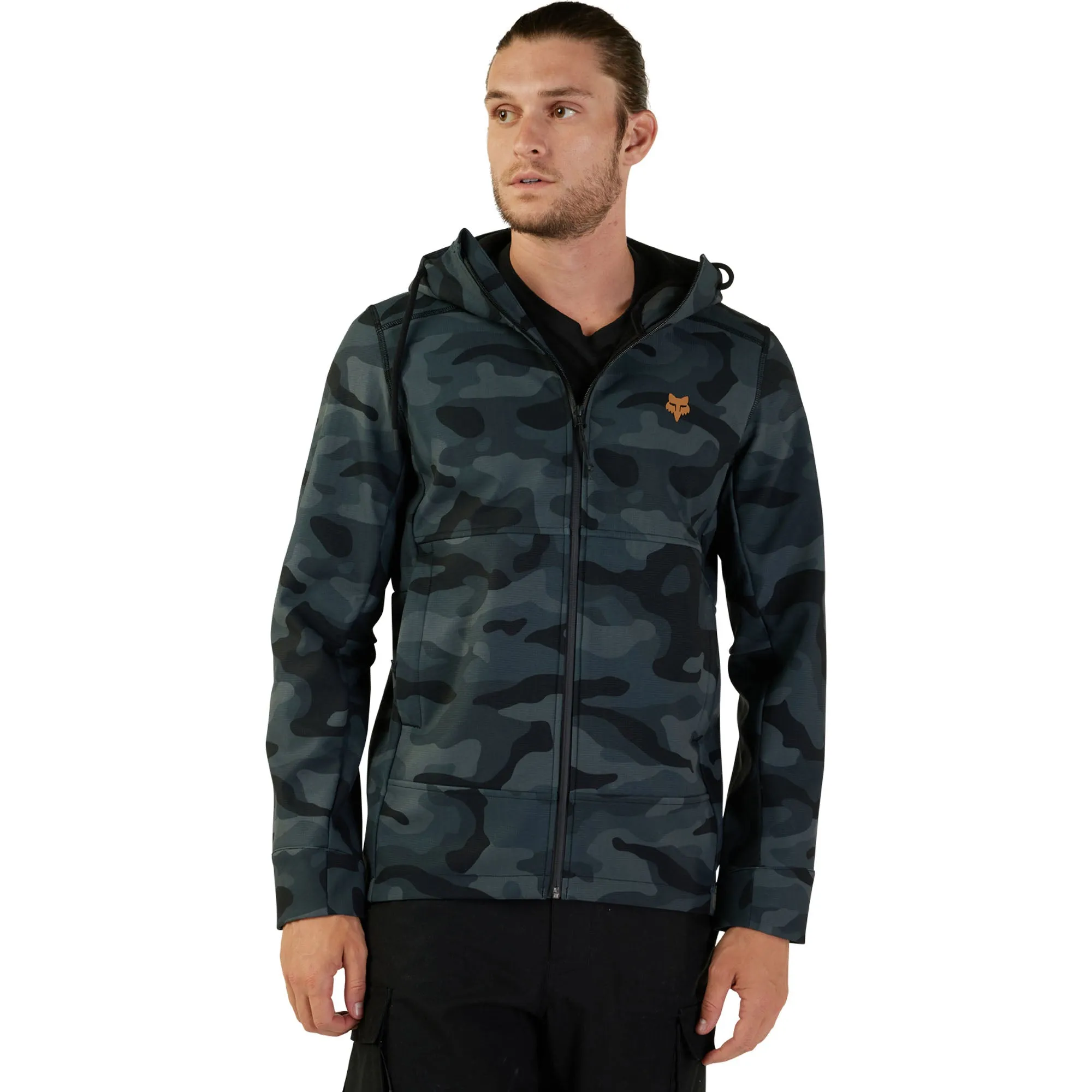 Fox Racing  Mens Pit Camo Jacket DWR 3 Layer Fabric Midweight Softshell Black