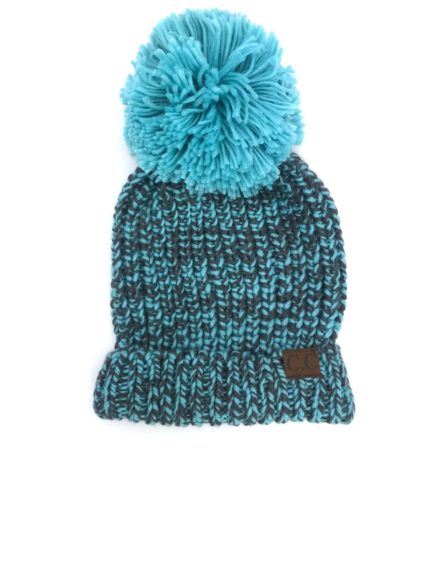 HAT-123 BLUE GREY CHUNKY BEANIE