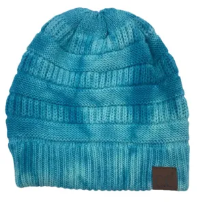 HAT-821 Turq/Sky Blue Tie Dye Beanie