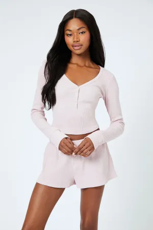 Henley Top & Short 2 Piece Pajama Set