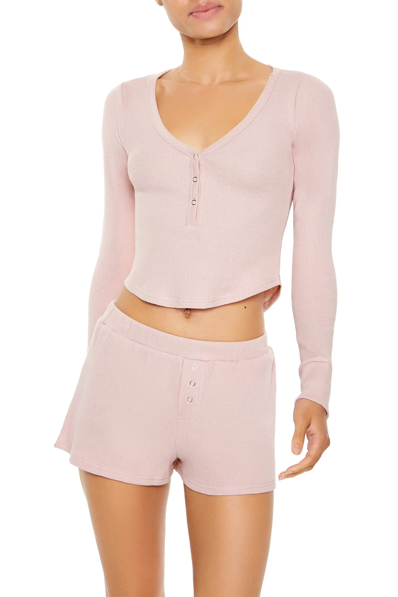 Henley Top & Short 2 Piece Pajama Set