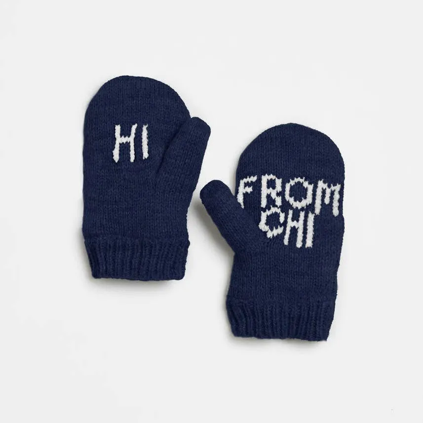 Hi From Chi Navy Toddler Knit Mittens