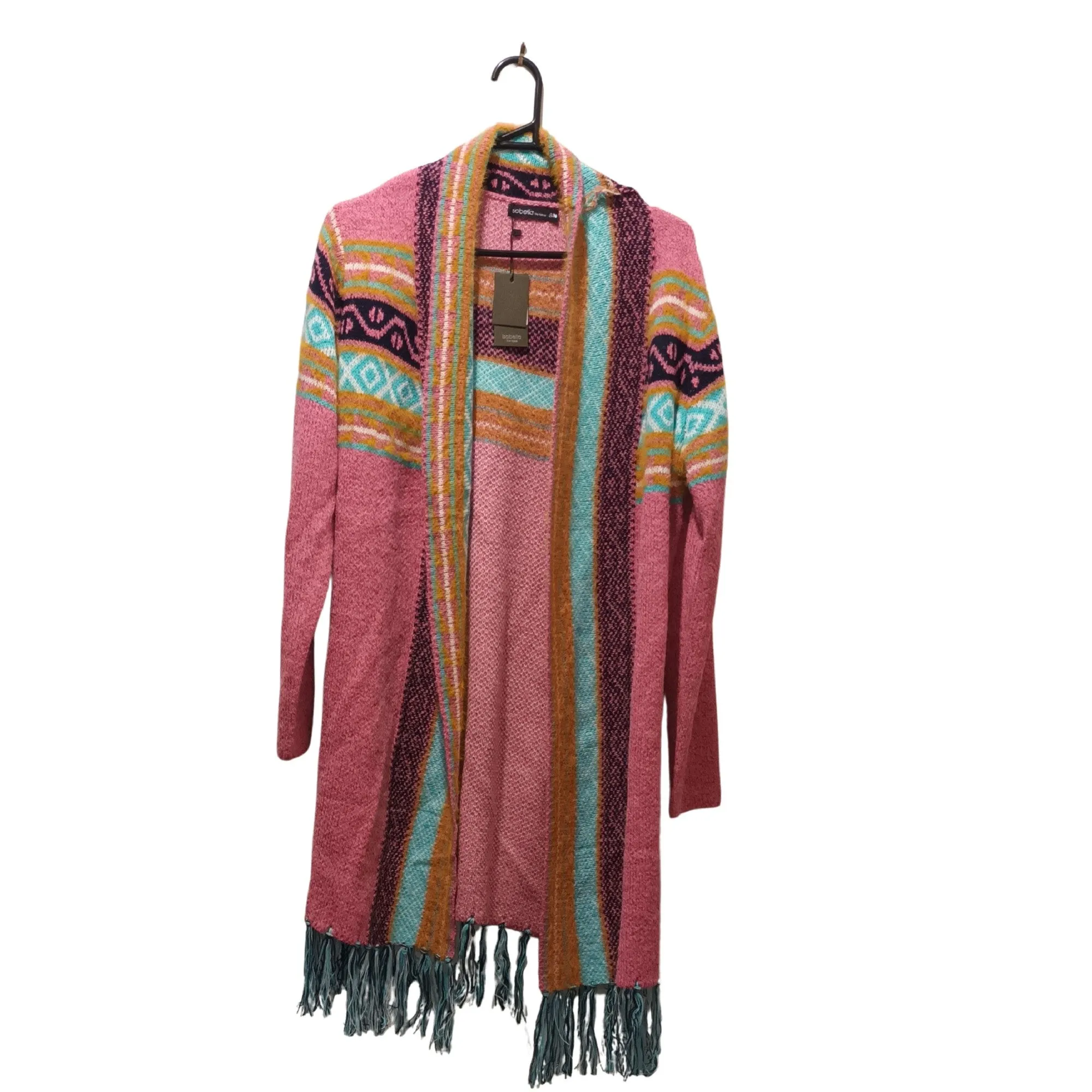 Isabella Cardigan Pink With Tassels Short S/m