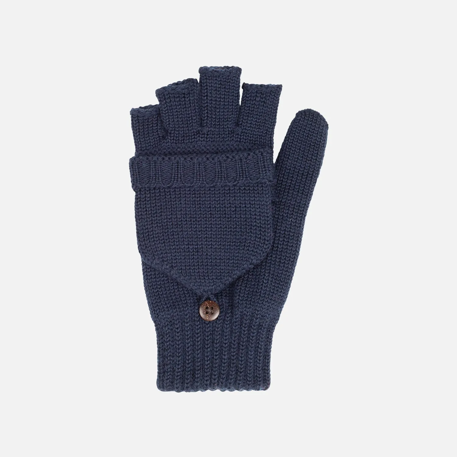 Merino Wool Fingerless Gloves/Mittens - Dark Blue