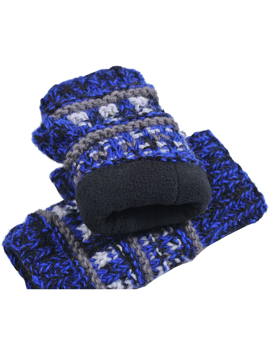 Mélange Tribal Knit Wool Handwarmers