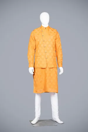 Orange Silk Jacket Set for Men