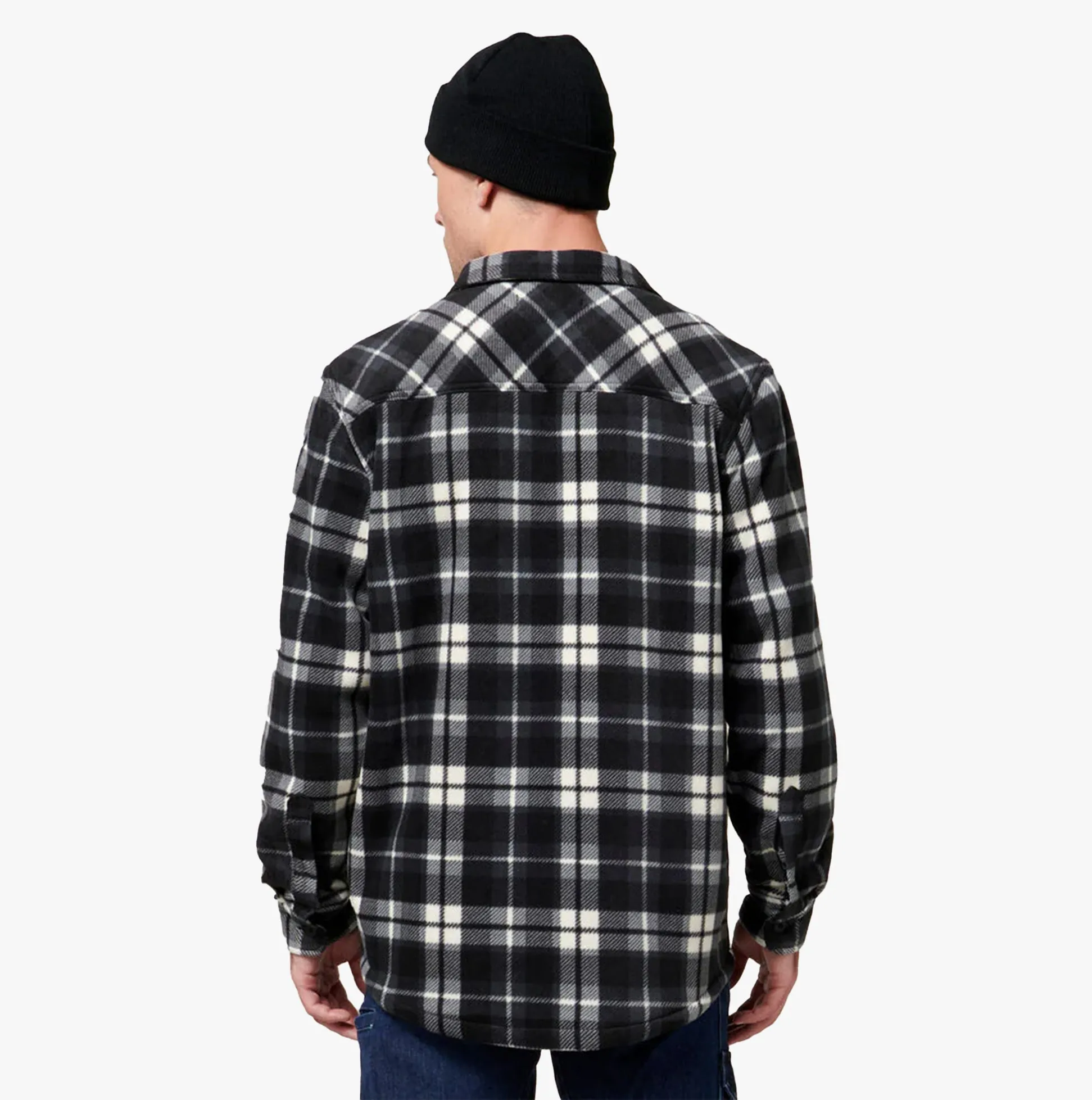 QUILTED FLANNEL Mens Shirt Jacket Grey