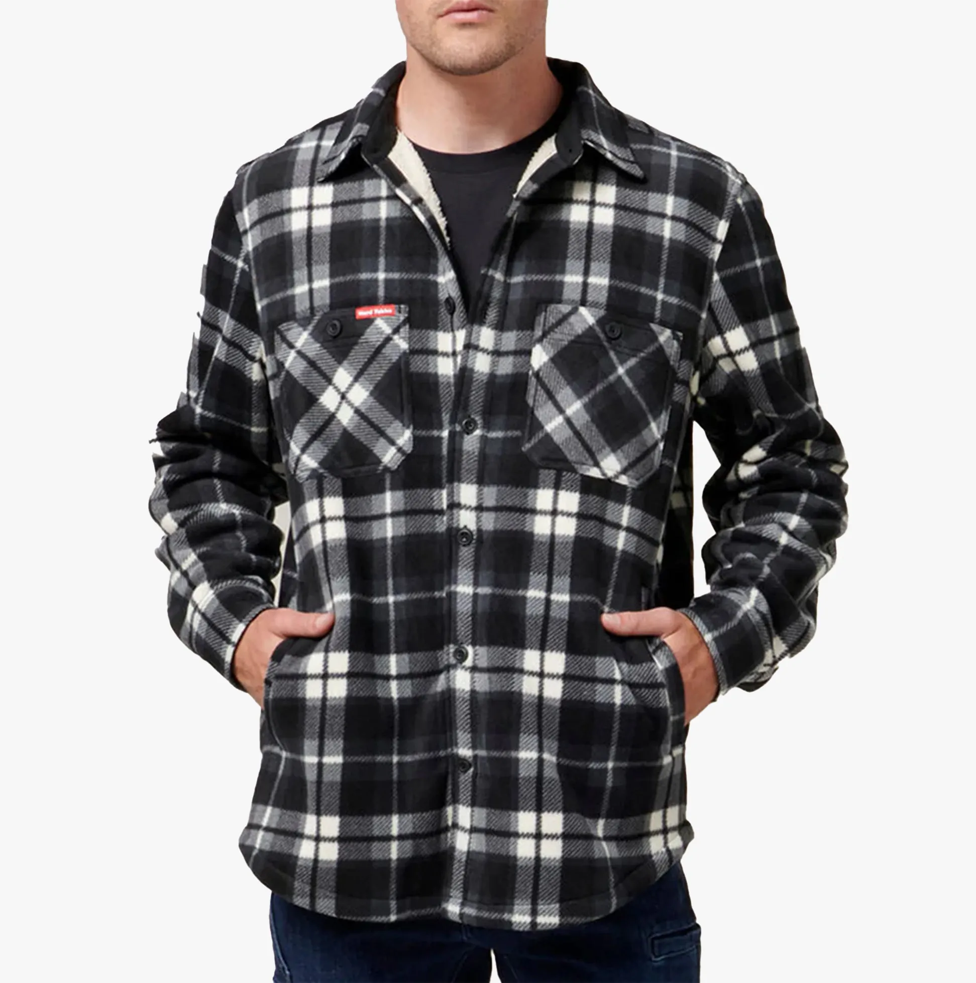 QUILTED FLANNEL Mens Shirt Jacket Grey