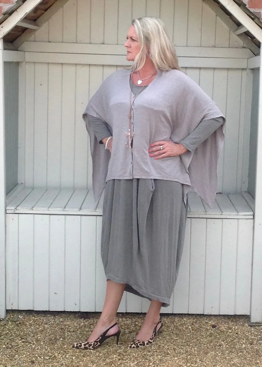 Santa Christina Button Poncho in Mink