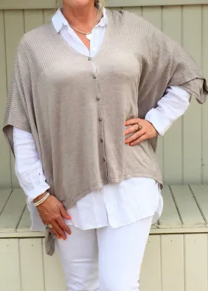 Santa Christina Button Poncho in Mink