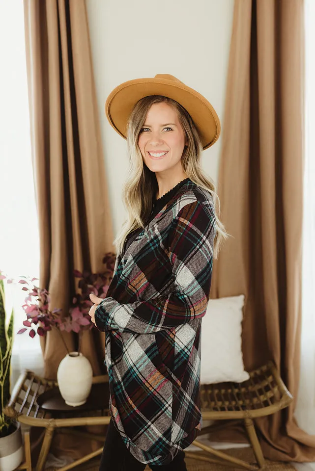 Soft Plaid Knit Cardigan