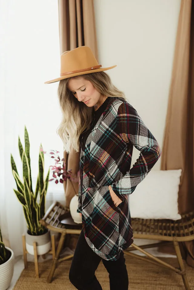 Soft Plaid Knit Cardigan