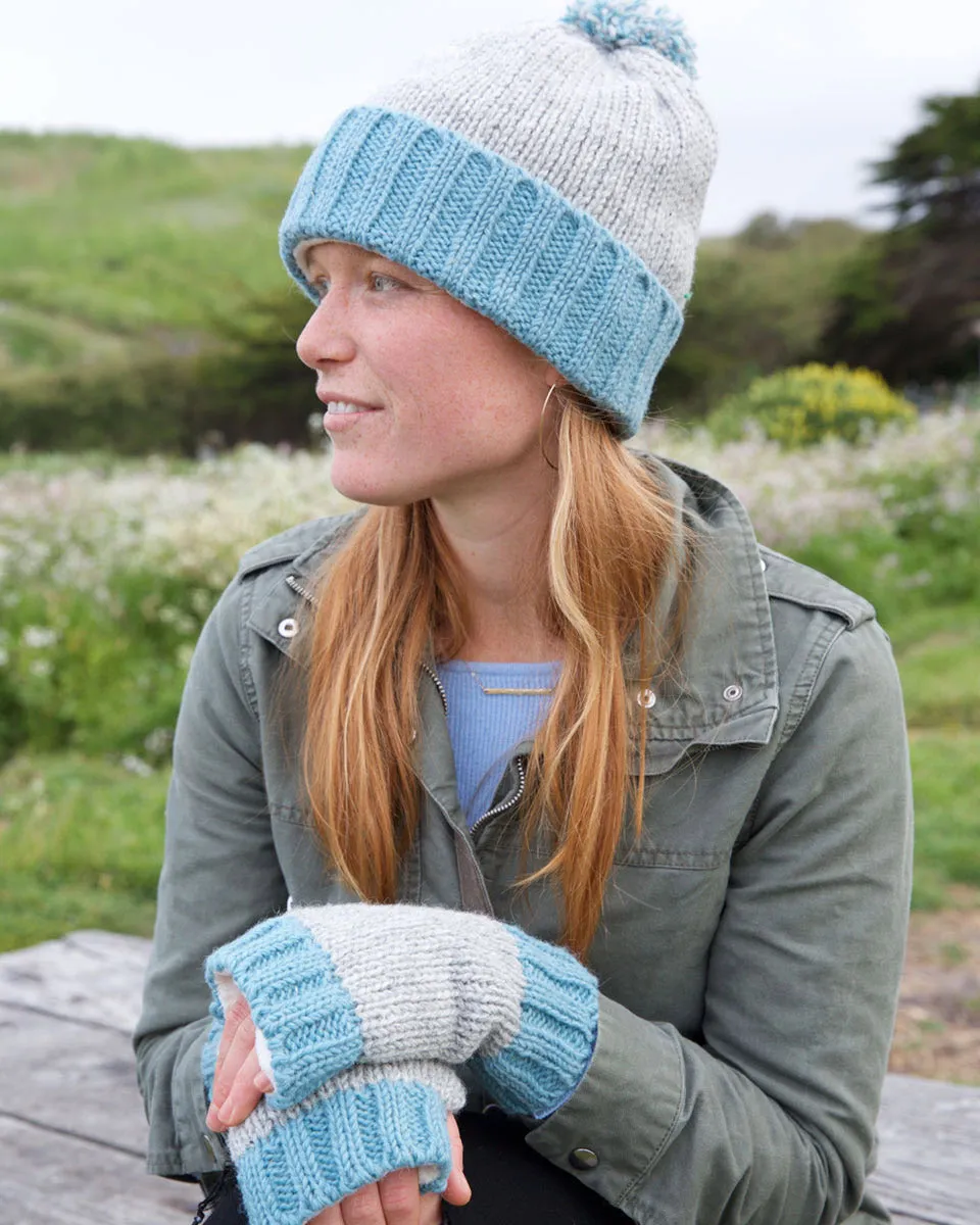 Two-Tone Beanie with Pom Pom