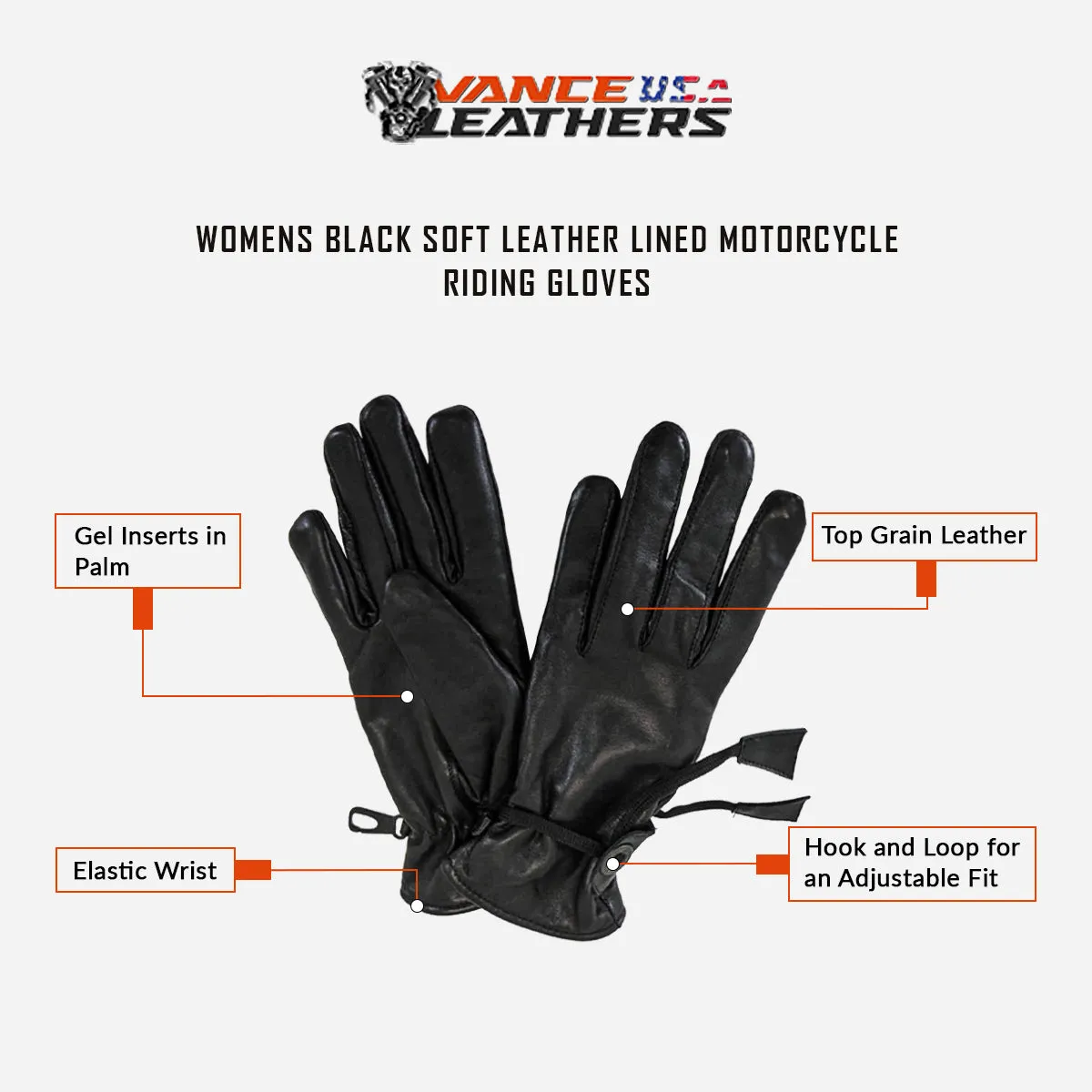 VL454 Ladies Soft Leather Lined Riding Gloves