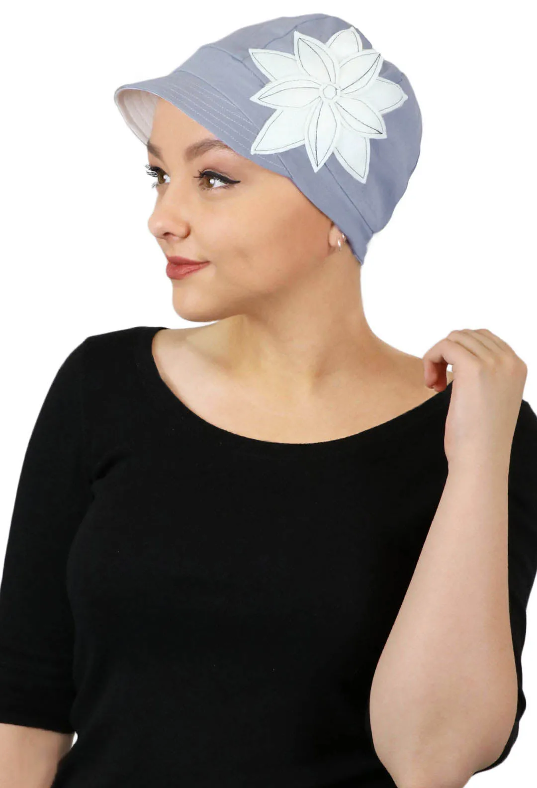 Whimsy Soft Cotton Newsboy Hat Chemo Headwear 50  UPF Stormy Monday