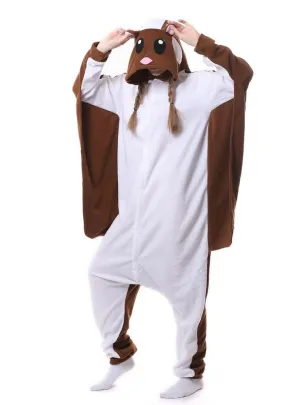 WOMEN BROWN FLYING SQUIRREL ONESIE PAJAMA ANIMAL