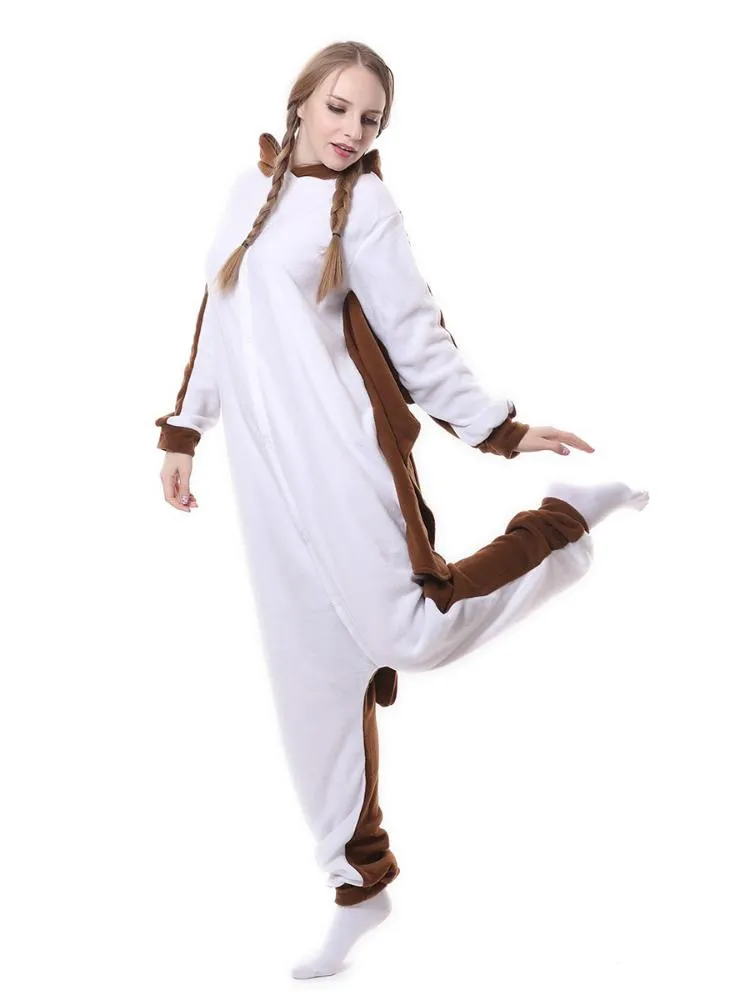 WOMEN BROWN FLYING SQUIRREL ONESIE PAJAMA ANIMAL