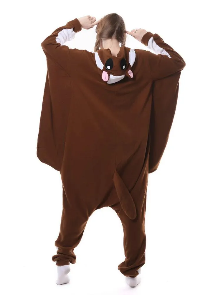 WOMEN BROWN FLYING SQUIRREL ONESIE PAJAMA ANIMAL