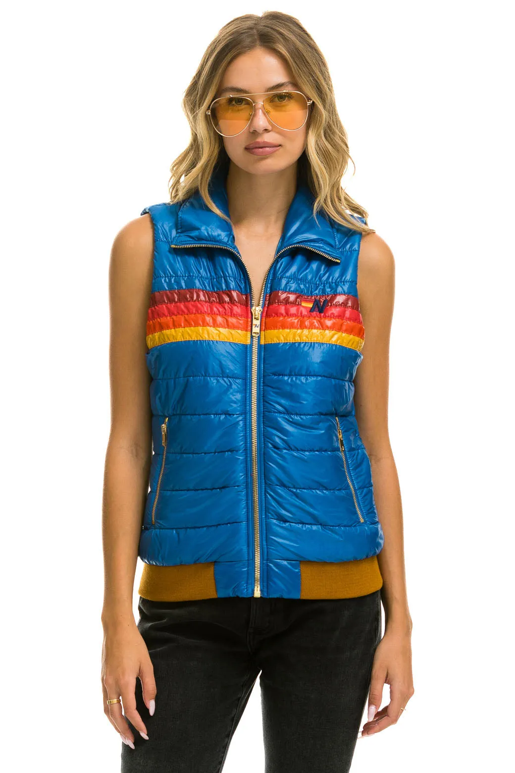 WOMEN'S 5 STRIPE VEST - GLOSSY SNORKEL BLUE