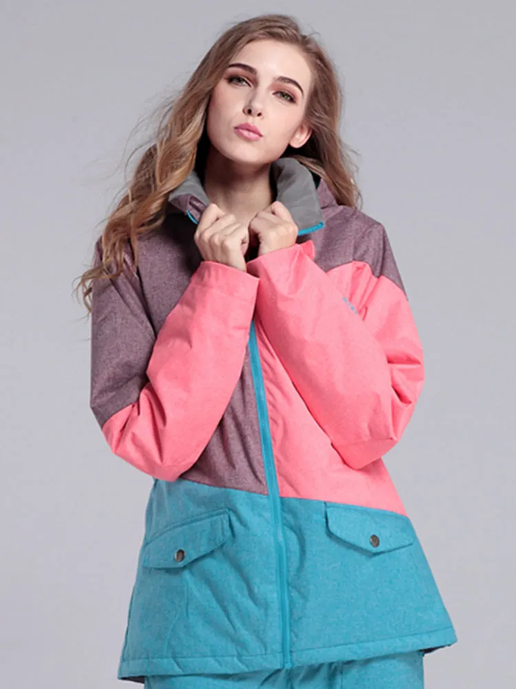 Women's Warm Thermal Waterproof Windproof Colorful Ski Jacket