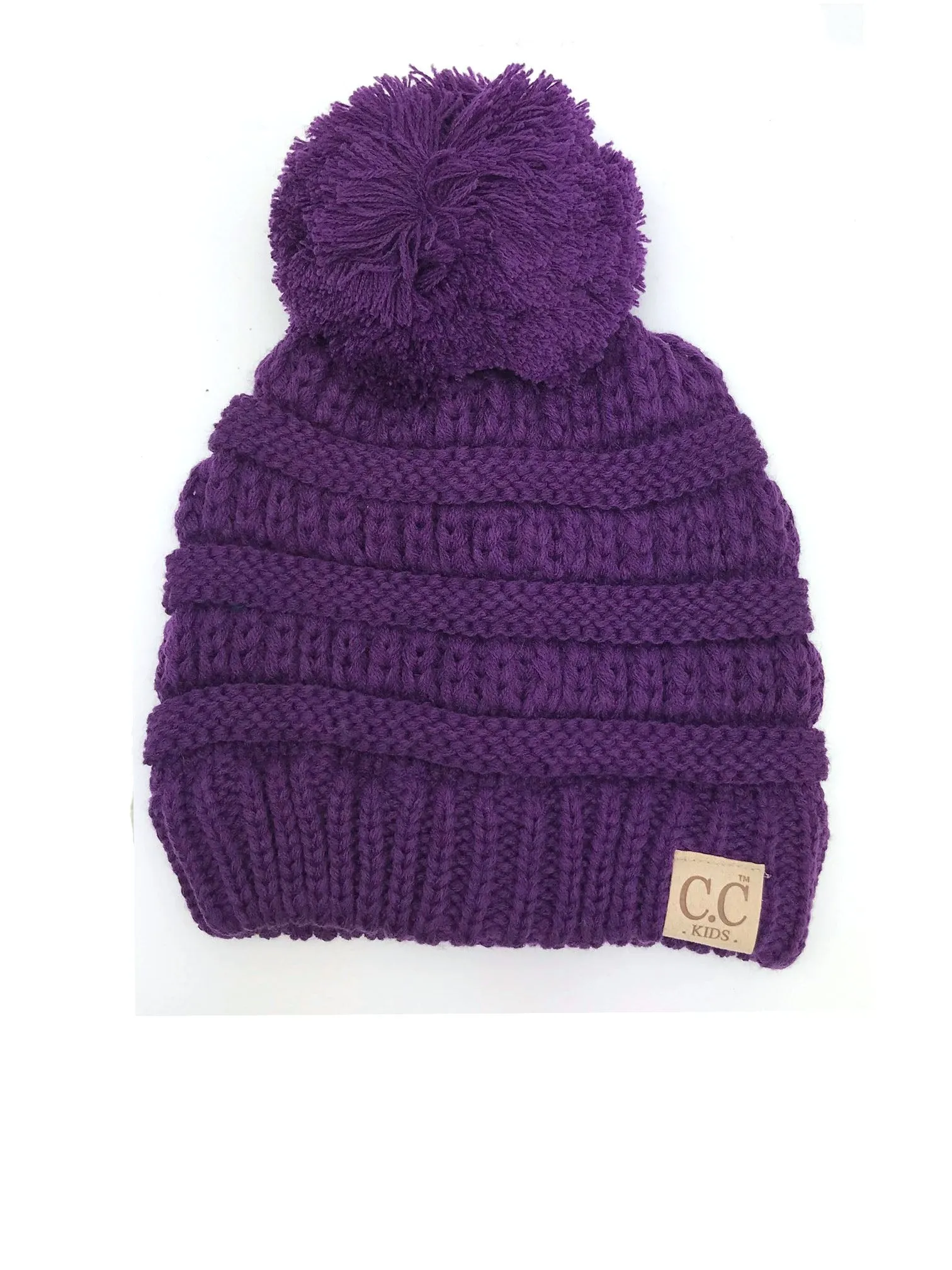 YJ-847 POM Dark Purple Kid Beanie